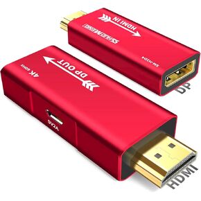 HDMI to Displayport Adapter, 4k@60Hz HDMI to Displayport Converter, Aluminium HDMI Male to DP Female Adapter Compatible with PC, Graphics Card, Laptop