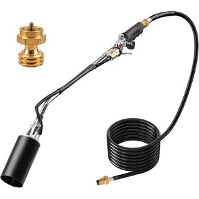Propane Torch Weed Burner Kit, High Output 1,200,000 BTU with Turbo Trigger Igniter, Flamethrower Weed Torch with 8FT Hose for Garden Flame Weeding, Roofing, Melting Ice Snow (black)