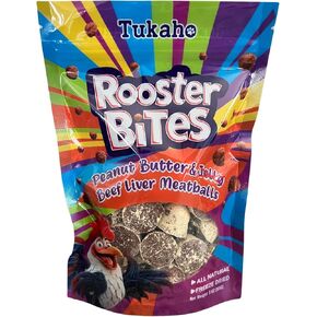 Rooster Bites Peanut Butter and Beef Liver Cat and Dog Treats - All Natural Freeze Dried High Protein Training Treats - Perfect for Dogs and Cats from Small to Extra Large Breeds