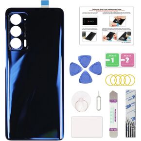 Compatible with Moto Edge 2021 Back Cover Replacement, Back Housing Door with Pre-Cut Tape for Moto Edge 5G 2021 XT2141-1, with Toolkit & Instruction, Nebula Blue
