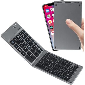 Wireless Keyboard Foldable Bluetooth keyboard Slim Small Quiet Portable Compact Handheld Full Size Pocket Travel Folding Keyboard for PC Laptop Computer Phone Samsung Tablet iPhone iPad Mac Gift Black