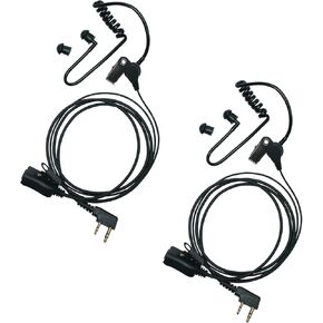 Walkie Talkie Headset Compatible with Baofeng,Kenwood Two Way Radio with Mic PTT Black Acoustic Tube Earpiece,2PACK