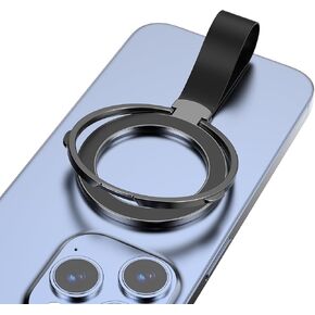 Phone Grip for Magsafe,Flaviao Magnetic Phone Ring Holder Adjustable Magnet Finger Loop Kickstand for Magsafe Compatible with iPhone 15/14/13/12 Series Mag Safe Accessroies Alloy Black