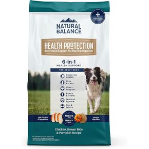 Natural Balance Health Protection Dry Dog Food – Whole Body Health, Easy on Digestion Dog Food Made with Salmon, Brown Rice & Pumpkin for Dogs - 22lbs.