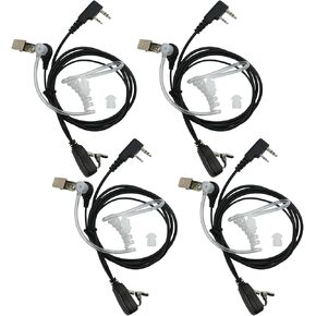 Walkie Talkie Earpieces with Mic 2 Pin Covert Air Acoustic Tube Headset Compatible with UV-5R BF-888S BF-F8HP Retevis H-777 Arcshell AR-5 Kenwood Pxton Puxin Two Way Radio(4Pack)