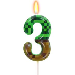 6th TNT Themed Birthday Candles, Pixels Cake Topper for Boys Girls, Kids Game Themed Birthday Party Supplies (Number 6)