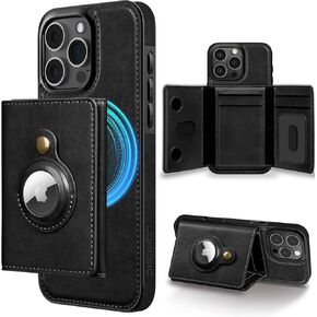 LOHASIC Wallet Cases for iPhone 16 Pro Max 6.9" 5G Compatible with MagSafe, Leather Phone Case with AirTag Holder Flip Kickstand 5+ Card Slots Women Men Cover 2024, Brown