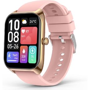 ساعة ذكية (الرد/إجراء مكالمة)، ساعة ذكية مقاس 2.02 بوصة مع جهاز مراقبة معدل ضربات القلب والأكسجين في الدم، ومتتبع اللياقة البدنية المقاوم للماء IP68، وأكثر من 100 وضع رياضي متوافق مع نظام التشغيل iOS Android للنساء والرجال in Kuwait