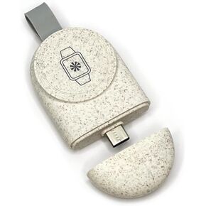 Tech Candy Watch Me Go Portable Wireless Charger Compatible for Apple Watch High Speed Fast Charging USB-C Connector, Natural
