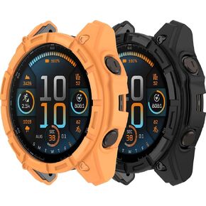 غطاء حافظة متوافق مع Garmin Fenix ​​8 مقاس 51 مم، إطار متين من مادة TPU وغطاء حماية مقاوم للخدش وملحقات الساعة الذكية لجراب Garmin Fenix ​​8 مقاس 51 مم (أسود وبرتقالي) in Saudi Arabia