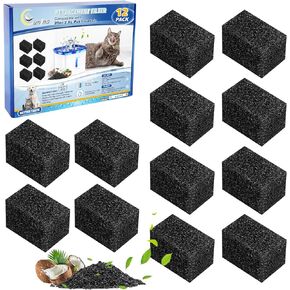 12PCS Cat Water Fountain Filter Sponge for Stainless Steel Cat Water Fountain 95oz/2.8L Fountain Filters, Pet Fountain Filter Replacement Pre-Filter Sponges for Dog Water Dispenser