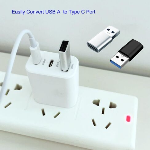 MINCHEN 10 محولات USB C إلى USB3.0، وصلة Type C أنثى إلى USB OTG لأجهزة Mac وأجهزة الكمبيوتر المحمولة والهواتف الذكية والشواحن وبنوك الطاقة والمزيد من الأجهزة (10، أسود + فضي) in Saudi Arabia