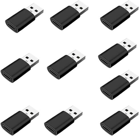 MINCHEN 10 محولات USB C إلى USB3.0، وصلة Type C أنثى إلى USB OTG لأجهزة Mac وأجهزة الكمبيوتر المحمولة والهواتف الذكية والشواحن وبنوك الطاقة والمزيد من الأجهزة (10، أسود + فضي) in Saudi Arabia