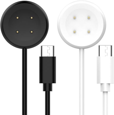 [عبوتان] Ginffaa متوافق مع شاحن Google Pixel Watch 2، وقاعدة شحن لاسلكية USB C Pixel Watch 2، ملحقات كابل شاحن مغناطيسي من النوع C لساعة Google Pixel 2 (أبيض + أسود، 3.3 قدم) in Kuwait
