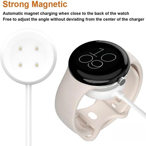 [عبوتان] Ginffaa متوافق مع شاحن Google Pixel Watch 2، وقاعدة شحن لاسلكية USB C Pixel Watch 2، ملحقات كابل شاحن مغناطيسي من النوع C لساعة Google Pixel 2 (أبيض + أسود، 3.3 قدم) in Kuwait