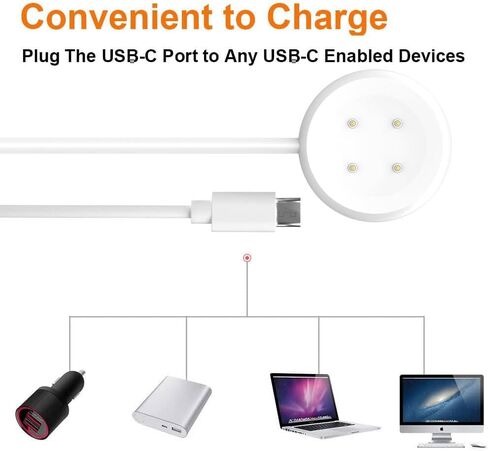 [عبوتان] Ginffaa متوافق مع شاحن Google Pixel Watch 2، وقاعدة شحن لاسلكية USB C Pixel Watch 2، ملحقات كابل شاحن مغناطيسي من النوع C لساعة Google Pixel 2 (أبيض + أسود، 3.3 قدم) in Kuwait