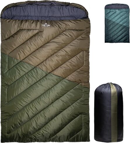 TETON Mammoth, 20 Degree and 0 Degree Sleeping Bags, Double Sleeping Bag, A Warm Bag the Whole Family can Enjoy. Great Sleeping Bag for Camping, Hunting and Base Camp. Compression Sack Included in Saudi Arabia