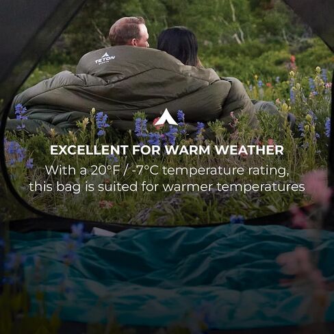 TETON Mammoth, 20 Degree and 0 Degree Sleeping Bags, Double Sleeping Bag, A Warm Bag the Whole Family can Enjoy. Great Sleeping Bag for Camping, Hunting and Base Camp. Compression Sack Included in Saudi Arabia