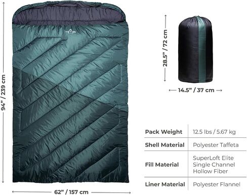 TETON Mammoth, 20 Degree and 0 Degree Sleeping Bags, Double Sleeping Bag, A Warm Bag the Whole Family can Enjoy. Great Sleeping Bag for Camping, Hunting and Base Camp. Compression Sack Included in Saudi Arabia