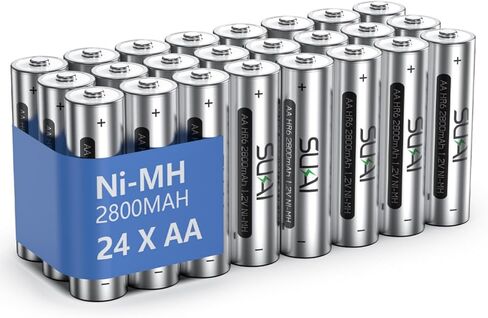 SUKAI AA Rechargeable Batteries, 2800mAh High Capacity Double A Batteries, 1.2V NiMH AA Battery with Low Self Discharge, Chargeable for 1200 Cycles, Precharged - (24 Count) in Saudi Arabia
