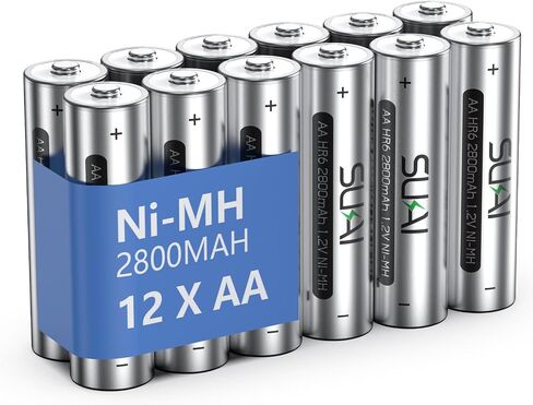 SUKAI AA Rechargeable Batteries, 2800mAh High Capacity Double A Batteries, 1.2V NiMH AA Battery with Low Self Discharge, Chargeable for 1200 Cycles, Precharged - (24 Count) in Saudi Arabia