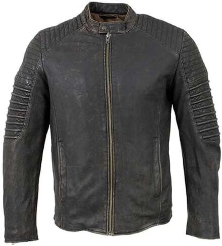 Milwaukee Leather Vintage SFM1808 Men's Black Leather Seamed Shoulder Zipper Front Jacket in Saudi Arabia