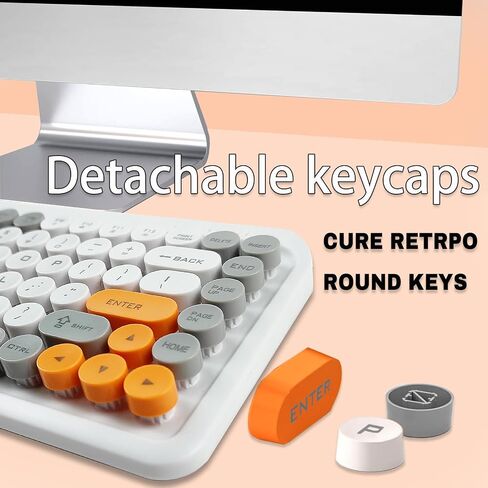 Wireless Keyboard and Mouse Combo for Home and Office Use,85 Keys Retro Round Keycaps Typewriter Keyboard,Compact Cute Keyboard for Laptops, Desktops, Windows（White） in Saudi Arabia