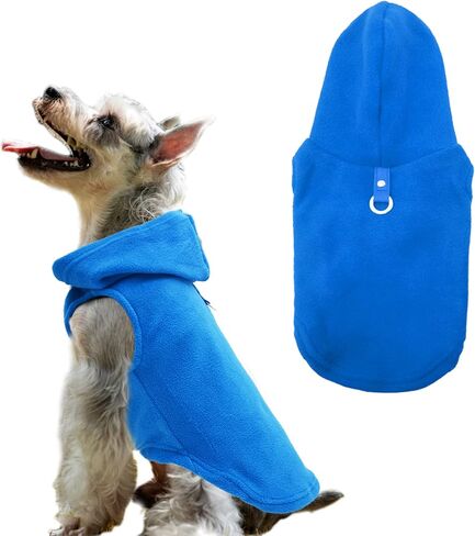 Dog Hoodie Pet Fleece Sweater with Hat Warm Soft Dogs Winter Coat Jacket with Leash Attachment for Small Medium Dogs Blue Medium in Saudi Arabia