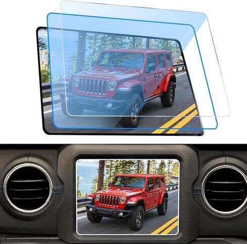 واقي شاشة GFJNFG (قطعتان) لـ 2018-2023 Jeep Wrangler Rubicon Sahara/2020-2023 Gladiator High Altitude Overland Accessories 8.4 بوصة زجاج مقسى يقلل من بصمات الأصابع ومضاد للخدش in Saudi Arabia