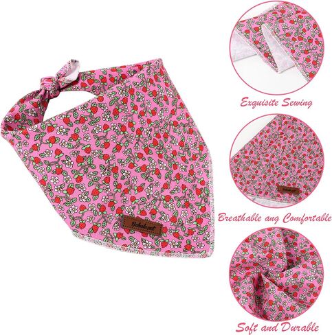 Plaid Dog Bandana - Soft Pink Checkered Dog Neck Scarf, Cute Spring Pet Bib for Medium Large Dogs, Sweet Photo Dogs Cats Prop for Daily Use Parties & Pet Photography L in Saudi Arabia