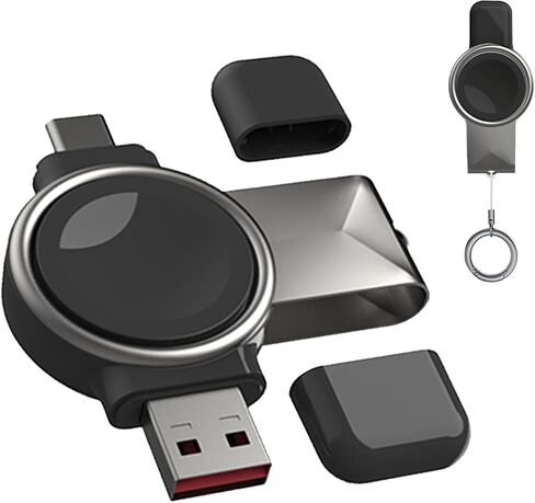 شاحن محمول لساعة سامسونج جالاكسي، شاحن ساعة جالاكسي المغناطيسي USB C&USB A 2 في 1 شحن لاسلكي سريع، شاحن سفر لساعة جالاكسي الترا/7/6/6 كلاسيك/5/5 برو/4/4 كلاسيك، أسود in Kuwait