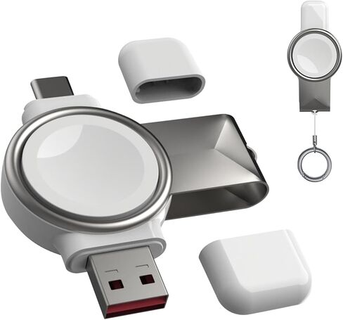 شاحن محمول لساعة سامسونج جالاكسي، شاحن ساعة جالاكسي المغناطيسي USB C&USB A 2 في 1 شحن لاسلكي سريع، شاحن سفر لساعة جالاكسي الترا/7/6/6 كلاسيك/5/5 برو/4/4 كلاسيك، أسود in Kuwait
