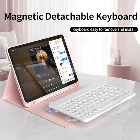 حافظة لجهاز iPad الجيل العاشر مع لوحة مفاتيح (إصدار 10.9 بوصة 2022) - غطاء لوحة مفاتيح قابل للطي بإضاءة خلفية لاسلكية بـ 7 ألوان مع حامل أقلام لجهاز iPad الجيل العاشر، وردي in Kuwait