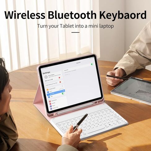حافظة لجهاز iPad الجيل العاشر مع لوحة مفاتيح (إصدار 10.9 بوصة 2022) - غطاء لوحة مفاتيح قابل للطي بإضاءة خلفية لاسلكية بـ 7 ألوان مع حامل أقلام لجهاز iPad الجيل العاشر، وردي in Kuwait
