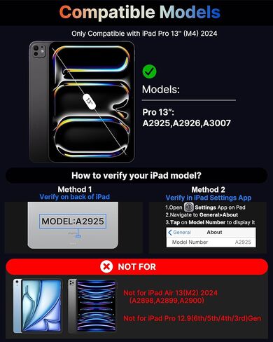 لوحة مفاتيح Typecase Edge مع حافظة حماية نحيفة للغاية لجهاز iPad Pro 2024 مقاس 13 بوصة (M4)، لوحة تتبع مدمجة، إضاءة خلفية 11 لونًا، حافظة لوحة مفاتيح مع حامل أقلام، أسود in Kuwait