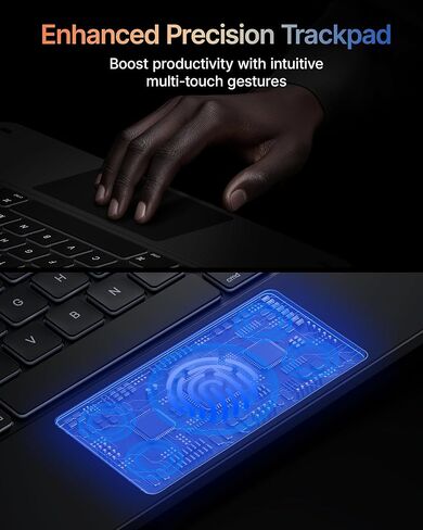 لوحة مفاتيح Typecase Edge مع حافظة حماية نحيفة للغاية لجهاز iPad Pro 2024 مقاس 13 بوصة (M4)، لوحة تتبع مدمجة، إضاءة خلفية 11 لونًا، حافظة لوحة مفاتيح مع حامل أقلام، أسود in Kuwait