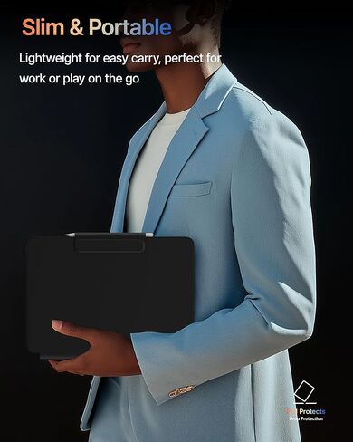 لوحة مفاتيح Typecase Edge مع حافظة حماية نحيفة للغاية لجهاز iPad Pro 2024 مقاس 13 بوصة (M4)، لوحة تتبع مدمجة، إضاءة خلفية 11 لونًا، حافظة لوحة مفاتيح مع حامل أقلام، أسود in Kuwait