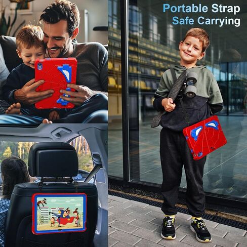 WESOROL for iPad 10th Generation Case 10.9 Inch, Kids Friendly iPad Case 10th Gen with Kickstand Shoulder Strap Pen Holder, Shockproof Case for 10th Generation iPad 2022 Release, Red Black in Saudi Arabia