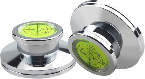 Turntable Level Record Weight Disc Stabilizer Speed Measure Strobe Scale LP Weight Record Puck Aluminum Vinyl Clamp with Bubble Level for Record Player Phonograph (Silver) in Saudi Arabia
