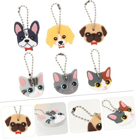 galpada 6pcs الكرتون مفتاح مجموعة الحيوانات الأليفة العلامات عيد الميلاد ديكور سيارة مفتاح سلسلة سيارة حلقة رئيسية الحيوان سيارة المفاتيح الزخرفية مفتاح يغطي الحديد مفتاح الأغطية الواقية مفتاح الزخرفية يغطي سحر قذيفة ملكة جمال in Kuwait