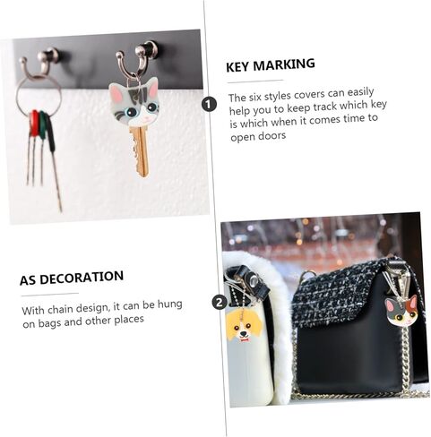 galpada 6pcs الكرتون مفتاح مجموعة الحيوانات الأليفة العلامات عيد الميلاد ديكور سيارة مفتاح سلسلة سيارة حلقة رئيسية الحيوان سيارة المفاتيح الزخرفية مفتاح يغطي الحديد مفتاح الأغطية الواقية مفتاح الزخرفية يغطي سحر قذيفة ملكة جمال in Kuwait