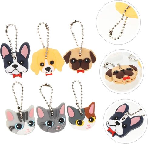 galpada 6pcs الكرتون مفتاح مجموعة الحيوانات الأليفة العلامات عيد الميلاد ديكور سيارة مفتاح سلسلة سيارة حلقة رئيسية الحيوان سيارة المفاتيح الزخرفية مفتاح يغطي الحديد مفتاح الأغطية الواقية مفتاح الزخرفية يغطي سحر قذيفة ملكة جمال in Kuwait