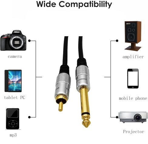 6.35mm to RCA, RCA to 1/4 Mono TS Cable, Gold Plated 6.35mm Mono Female to RCA Male Audio Interconnect Cable 5.6Feet/1.8M. in Kuwait