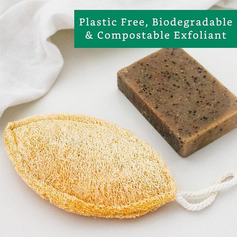 Natural Loofah Exfoliating Sponge (3 Pack) - Loofa Body Scrubber - Loofah Sponge - Loofah Exfoliating Body Scrubber - Organic Loofah - Shower Luffa Sponges - Exfoliating Loofah - Biodegradable Loofah in Saudi Arabia