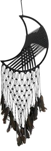 Large Black Dream Catcher Macrame with Woven Tassels Pom Poms & Beads Boho Wall Home Decor Gift - XL Size - 34" Long & 12" Wide in Kuwait