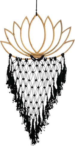 Large Black Dream Catcher Macrame with Woven Tassels Pom Poms & Beads Boho Wall Home Decor Gift - XL Size - 34" Long & 12" Wide in Kuwait