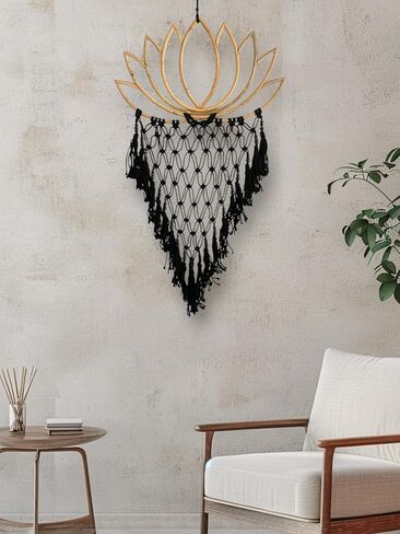 Large Black Dream Catcher Macrame with Woven Tassels Pom Poms & Beads Boho Wall Home Decor Gift - XL Size - 34" Long & 12" Wide in Kuwait