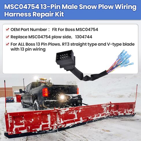 MSC04753 MSC04754 Snow Plow Wiring Harness Repair Kit 13 Pin Connector Fit Boss Snowplow Blade 13-Pin Plow and Vehicle Side Replace 1304745, 1304744, MSC03744, MSC03743, MSC04581 in Saudi Arabia