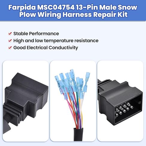 MSC04753 MSC04754 Snow Plow Wiring Harness Repair Kit 13 Pin Connector Fit Boss Snowplow Blade 13-Pin Plow and Vehicle Side Replace 1304745, 1304744, MSC03744, MSC03743, MSC04581 in Saudi Arabia