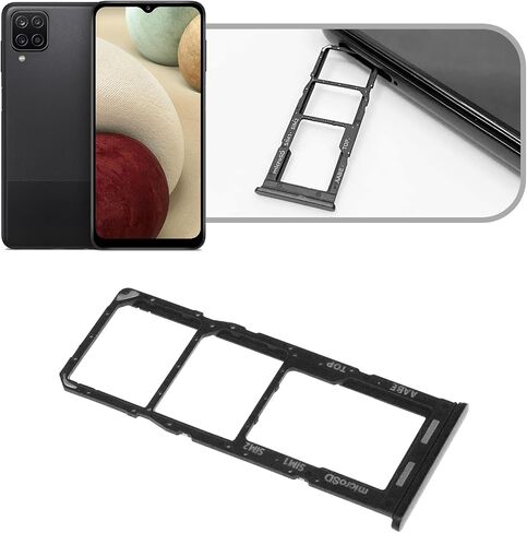 2X Dual SIM Card Slot Tray Holder Micro SD Card Holder Replacement with SIM Pin Compatible with Samsung Galaxy A12 2020, Black in Saudi Arabia